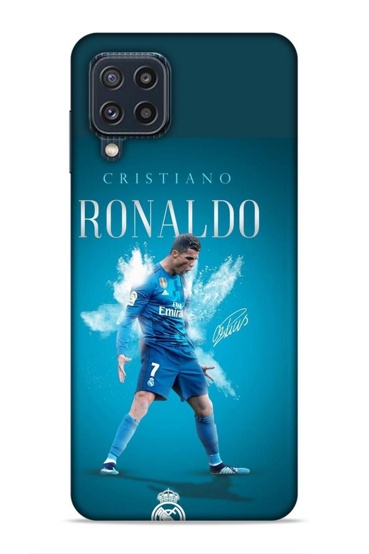 Lopard Samsung Galaxy M32 Riksos Futbolcular 11 Cristiano Ronaldo Mavi 4K Baskılı Kılıf