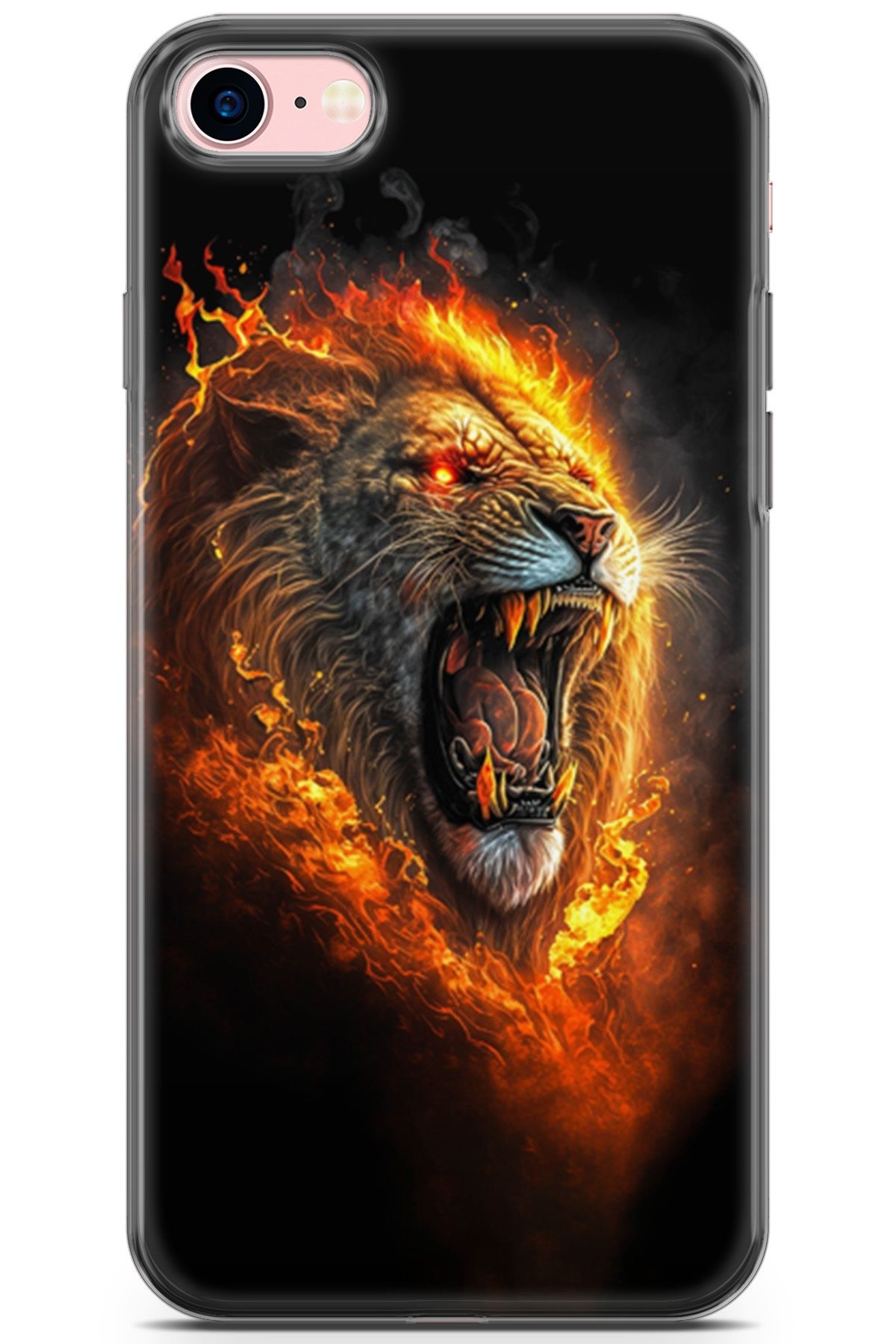 Lopard Apple Iphone 7 - 8 Uyumlu Kılıf Milano 29 Ateşli Aslan Leke Tutmaz Kapak Sarı