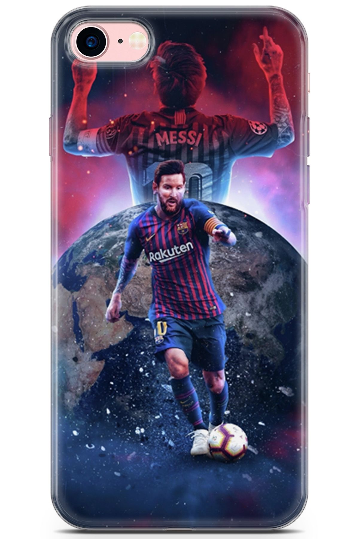 Lopard Apple iPhone 7 - 8 Uyumlu Kılıf Milano 19 Lionel Messi Tam Koruma Kılıf Kırmızı