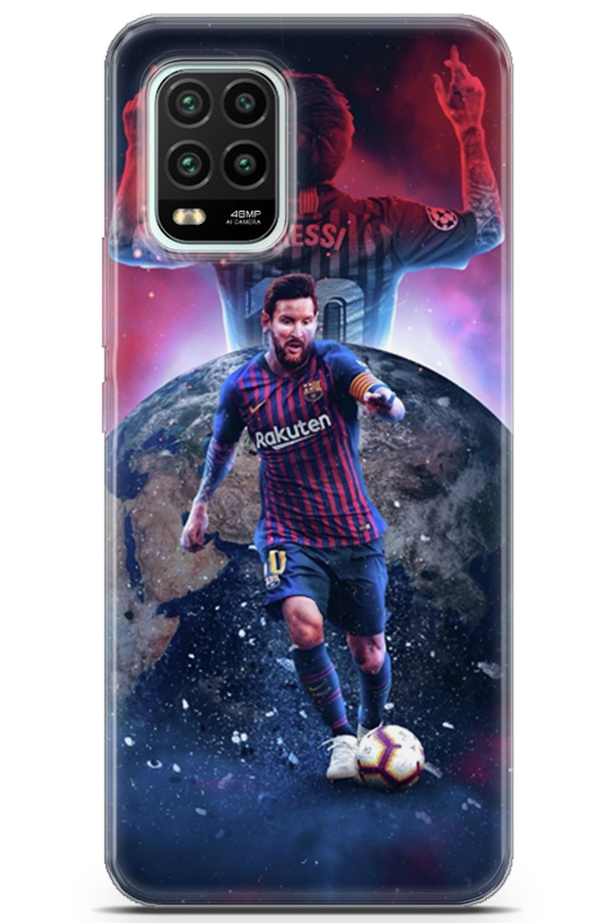 Lopard Xiaomi Mi 10 Lite 5G Uyumlu Kılıf Milano 19 Lionel Messi Tam Koruma Kılıf Kırmızı