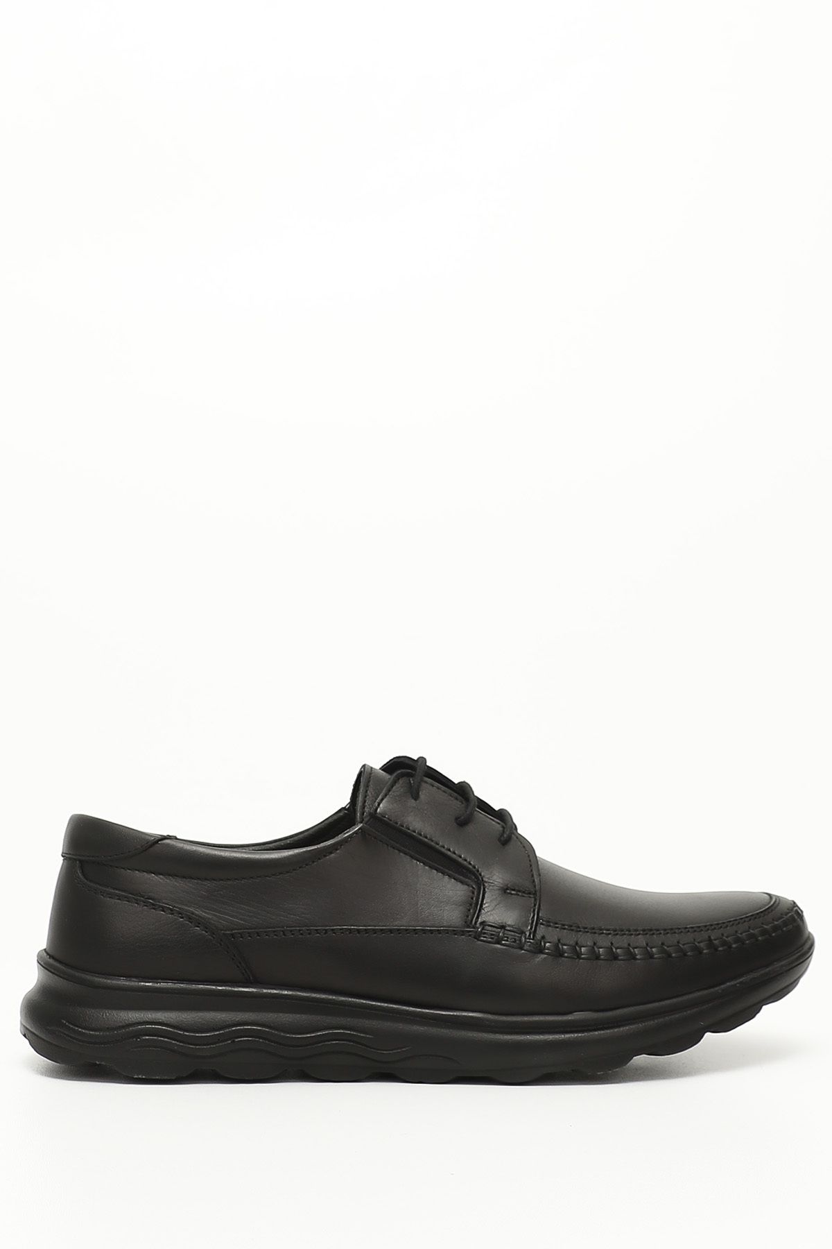 GÖNDERİ(R) Siyah Gön Hakiki Deri Yuvarlak Burun Bağcıklı Günlük Erkek Ayakkabı 42256