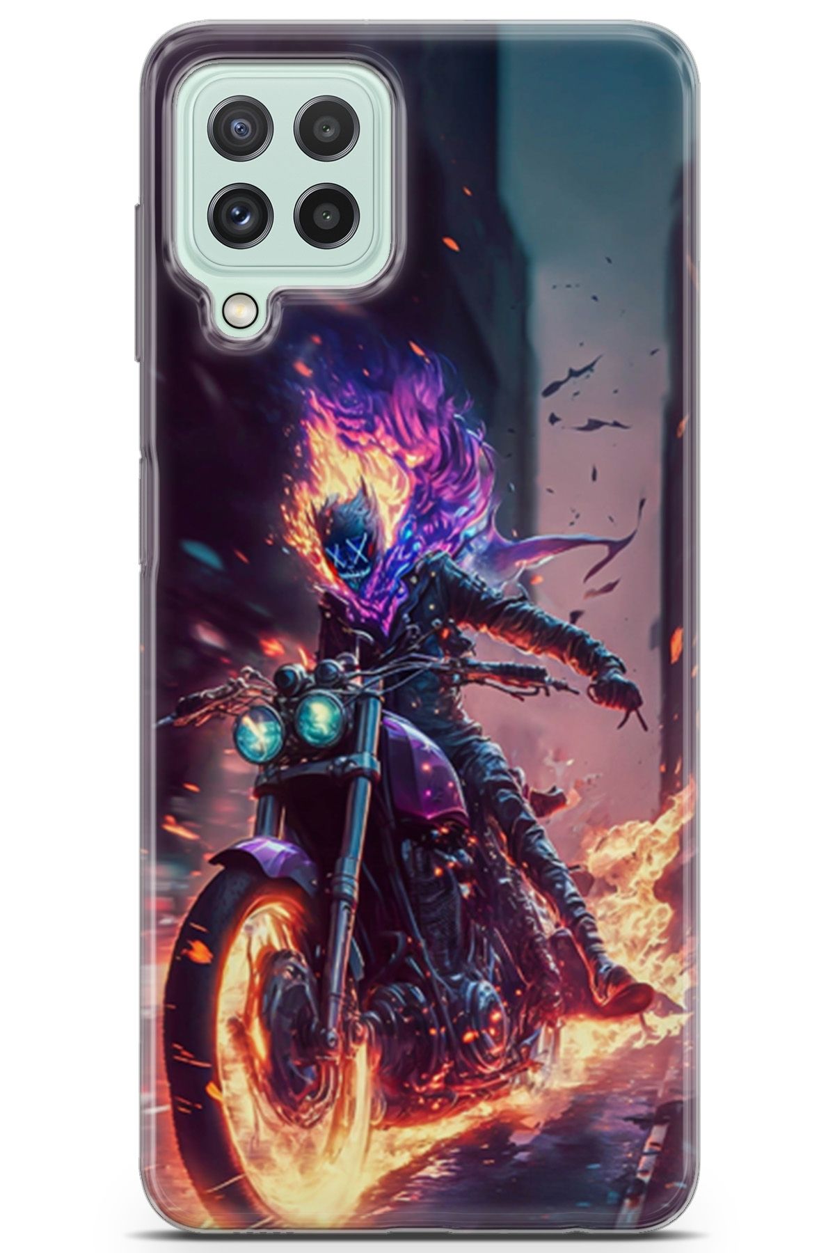 Lopard Samsung Galaxy A22 Uyumlu Kılıf Milano 14 Ghost Rider Cover Kılıf Karışık Çok Renkli
