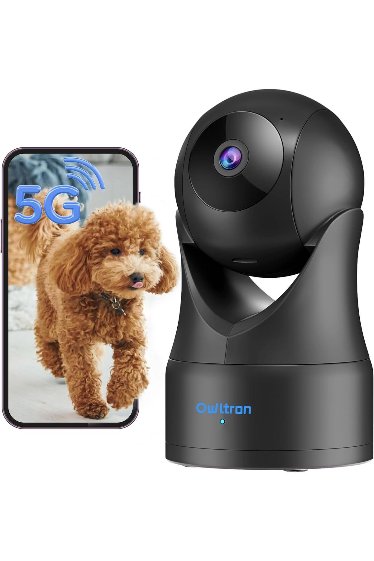 Owltron 5MP İç Mekan Gözetleme Kamerası, Kameralı Bebek Monitörü, 2,4G/5GHz, Uygulamalı Çift Bantlı
