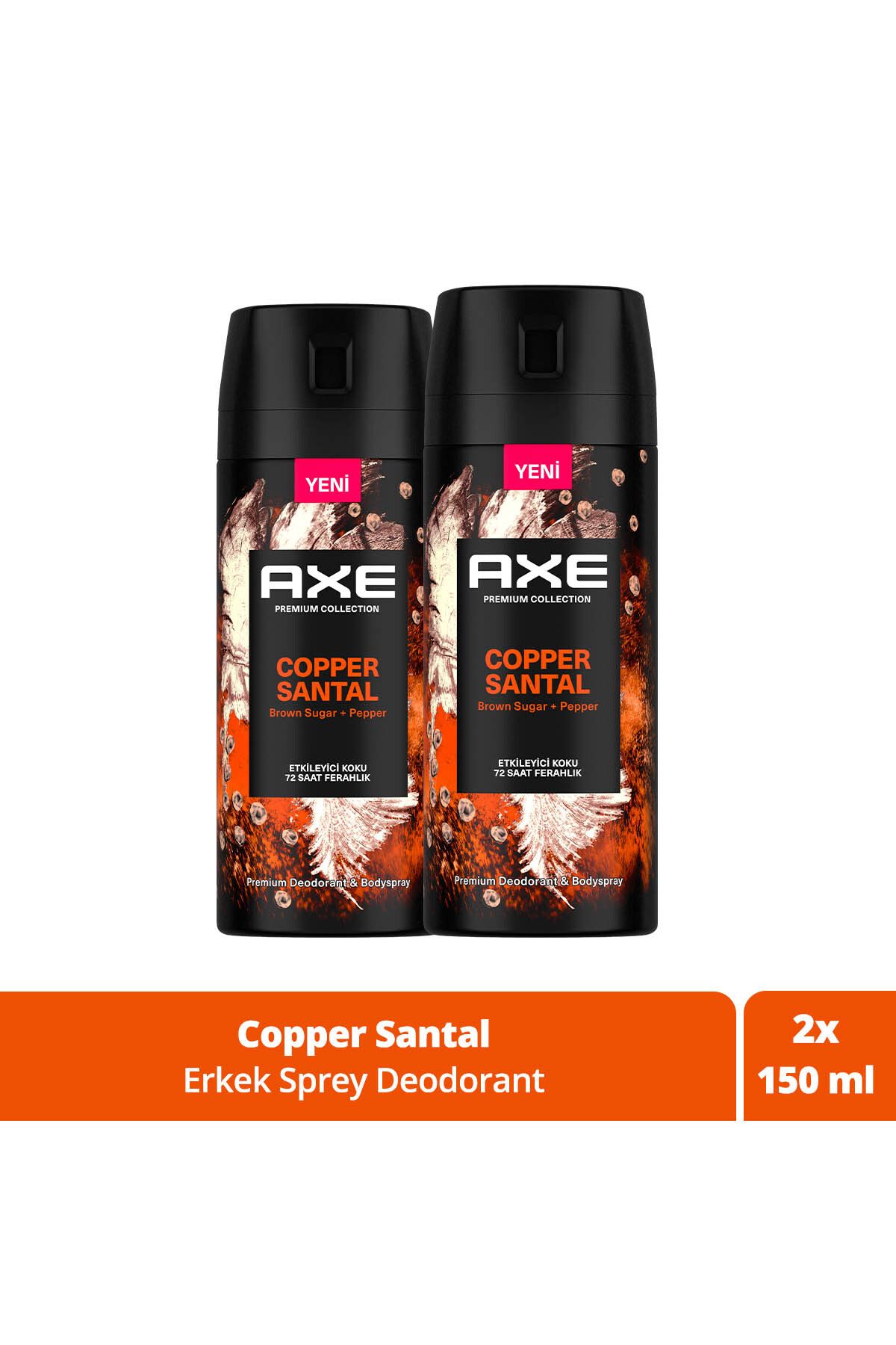 Axe Premium Collection Erkek Sprey Deodorant Copper Santal 72 Saat Ferahlık 150 ml x2