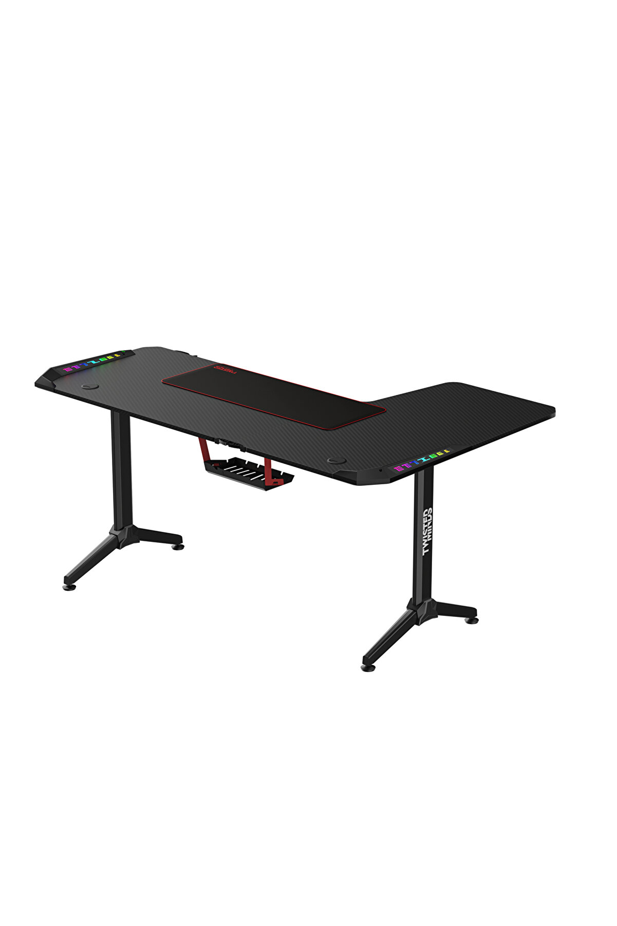 Twisted Minds Warrior Oyuncu Masası - Sol - Siyah - RGB Aydınlatma