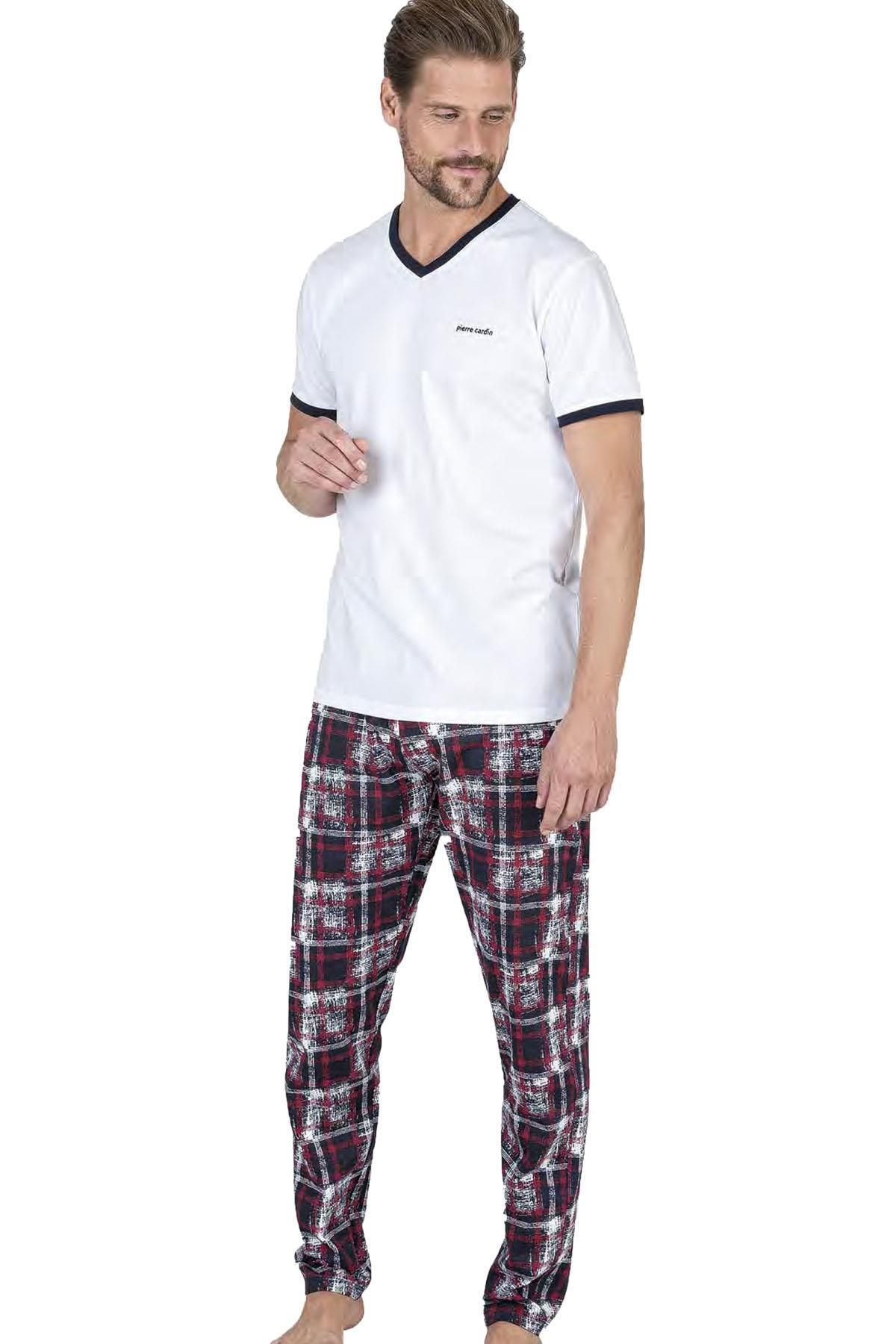 Pierre Cardin Erkek V Yaka Yazlık Pijama Takım, %100 Pamukludur