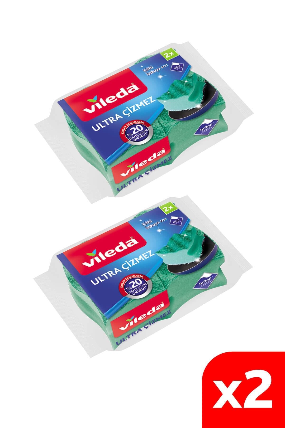 Vileda 2 Paket Sünger Çizmez Oluklu 2 Li