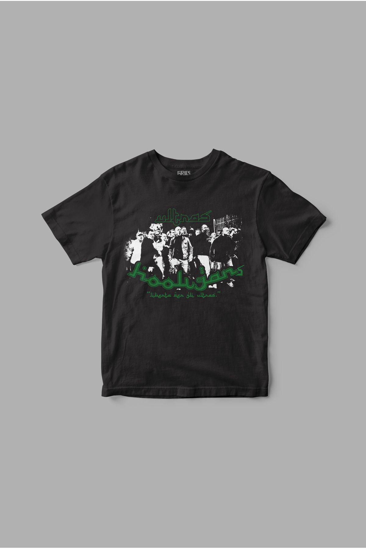Gries "Ultras Hooligans" Liberta Per Gli Ultras yeşil beyaz bursaspor-konyaspor-giresunspor Baskılı Tişört