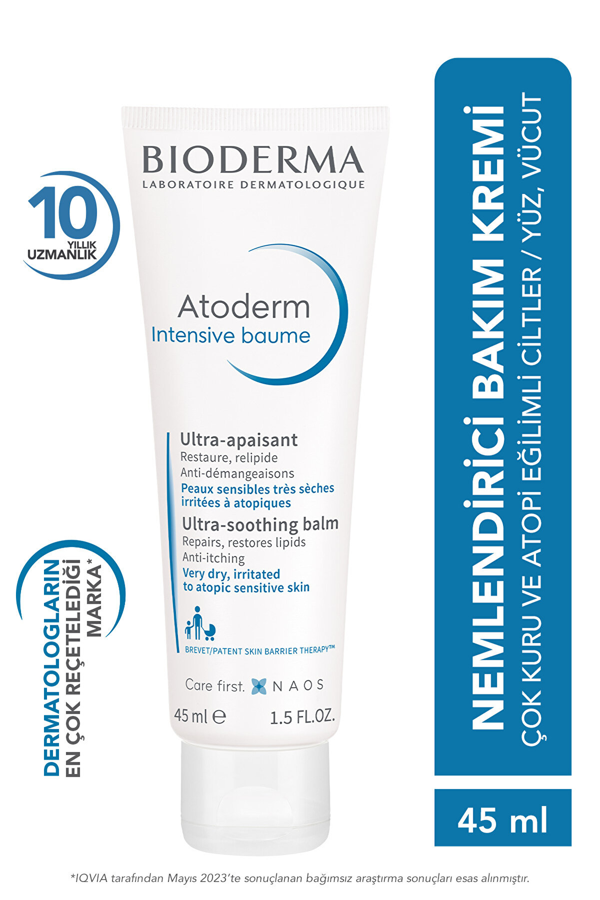 Bioderma Atoderm Intensive Balm Atopi Eğilimli Ciltler için Seyahat Boy Nemlendirici ve Onarıcı Krem 45 ml