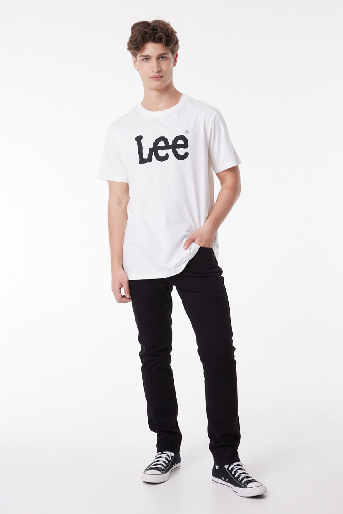 Lee Regular Fit Normal Kesim Bisiklet Yaka %100 Pamuk Beyaz Erkek T-shirt