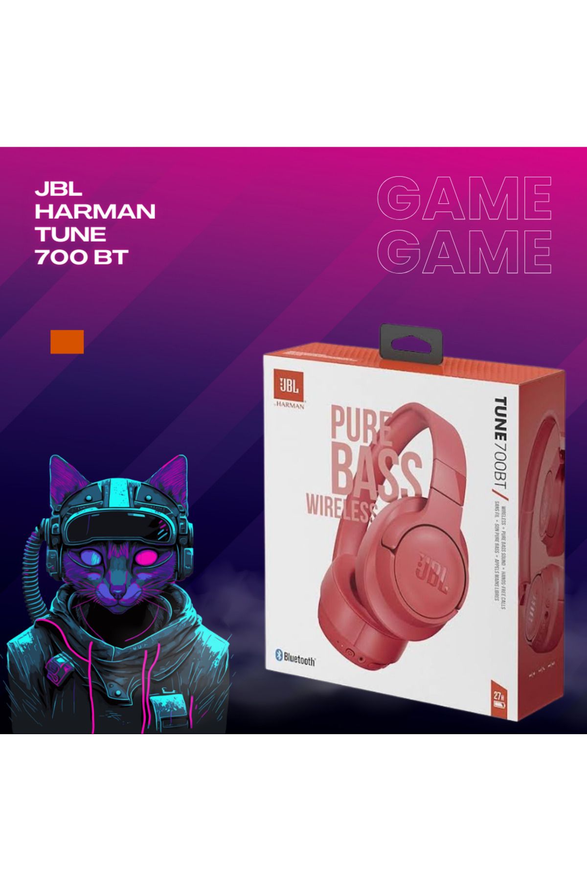 jbl harman Tune 700 Bt Bluetooth Kulaklık Kafaüstü Kulaklık Gaming Gamer Kulaklığı