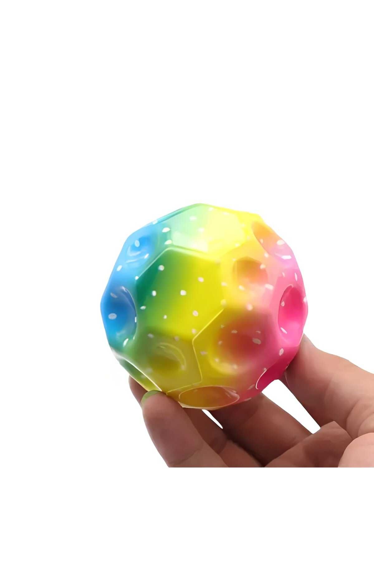 Hisar Yükseğe Zıplayan Delikli Bouncer Ball Süper Uzay Topu 1 Adet gökkuşağı renkleri
