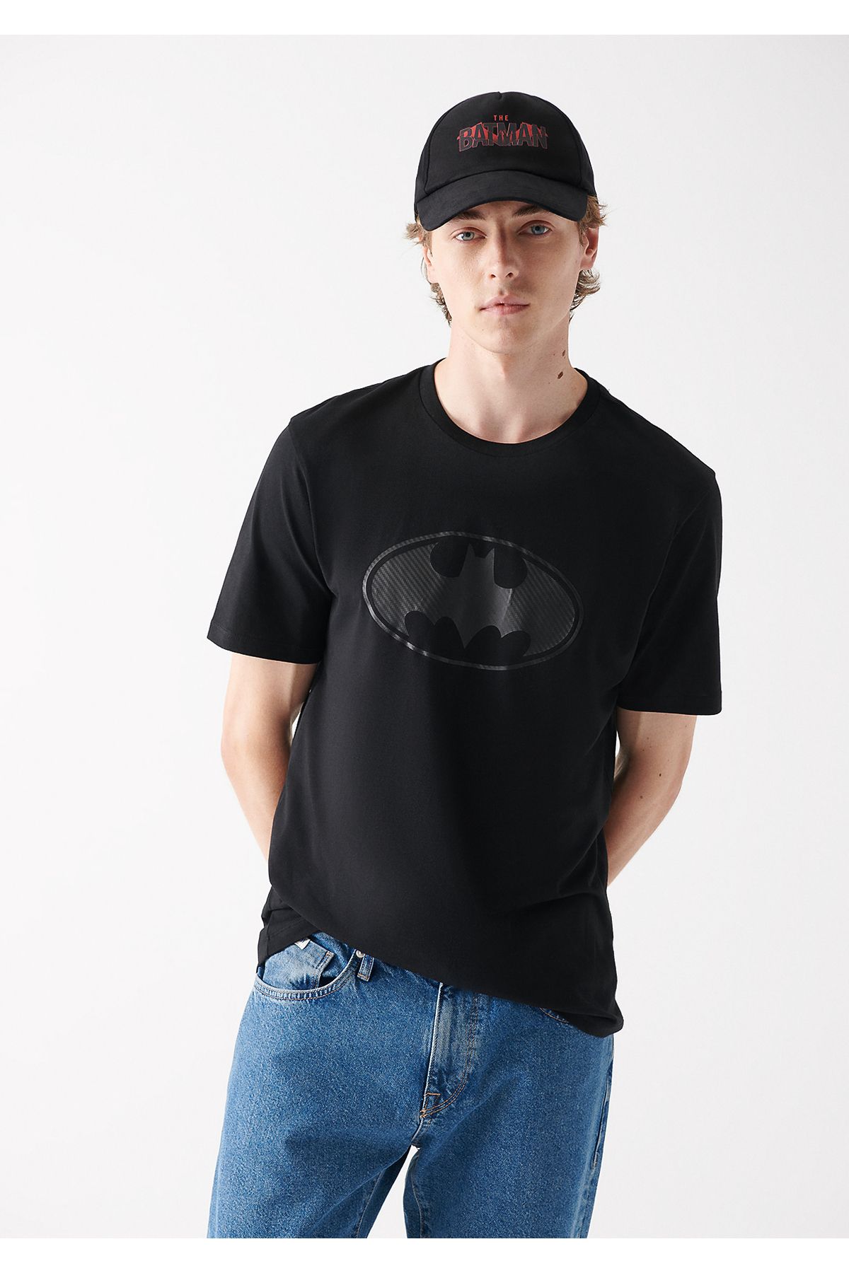 Mavi Batman Baskılı Siyah Şapka 0910598-900