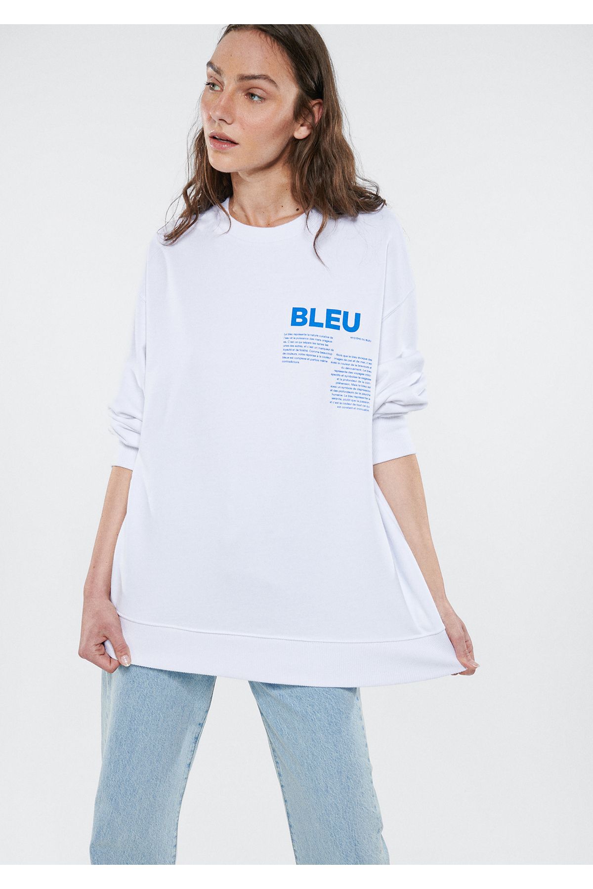 Mavi Baskılı Beyaz Sweatshirt 1611921-620