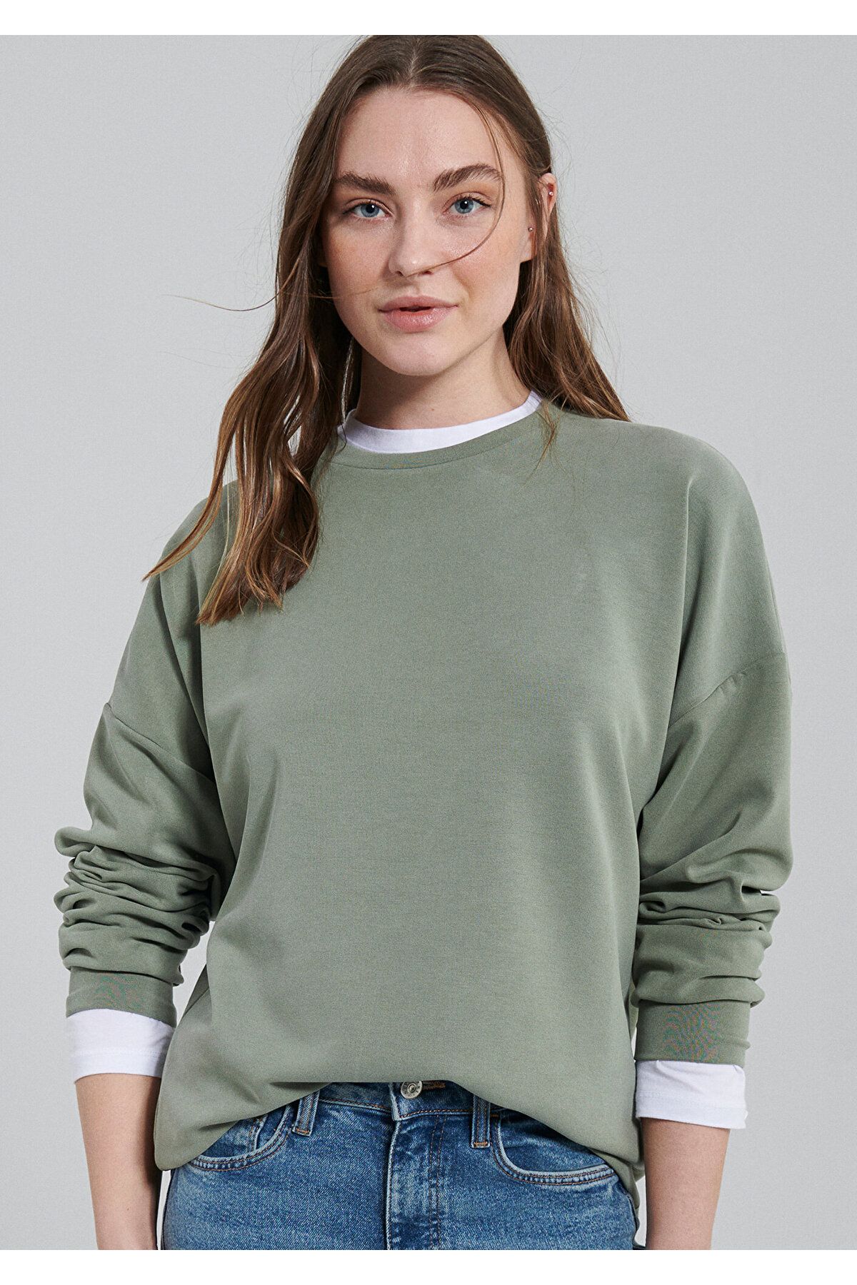 Mavi Lux Touch Haki Modal Sweatshirt 168837-71841