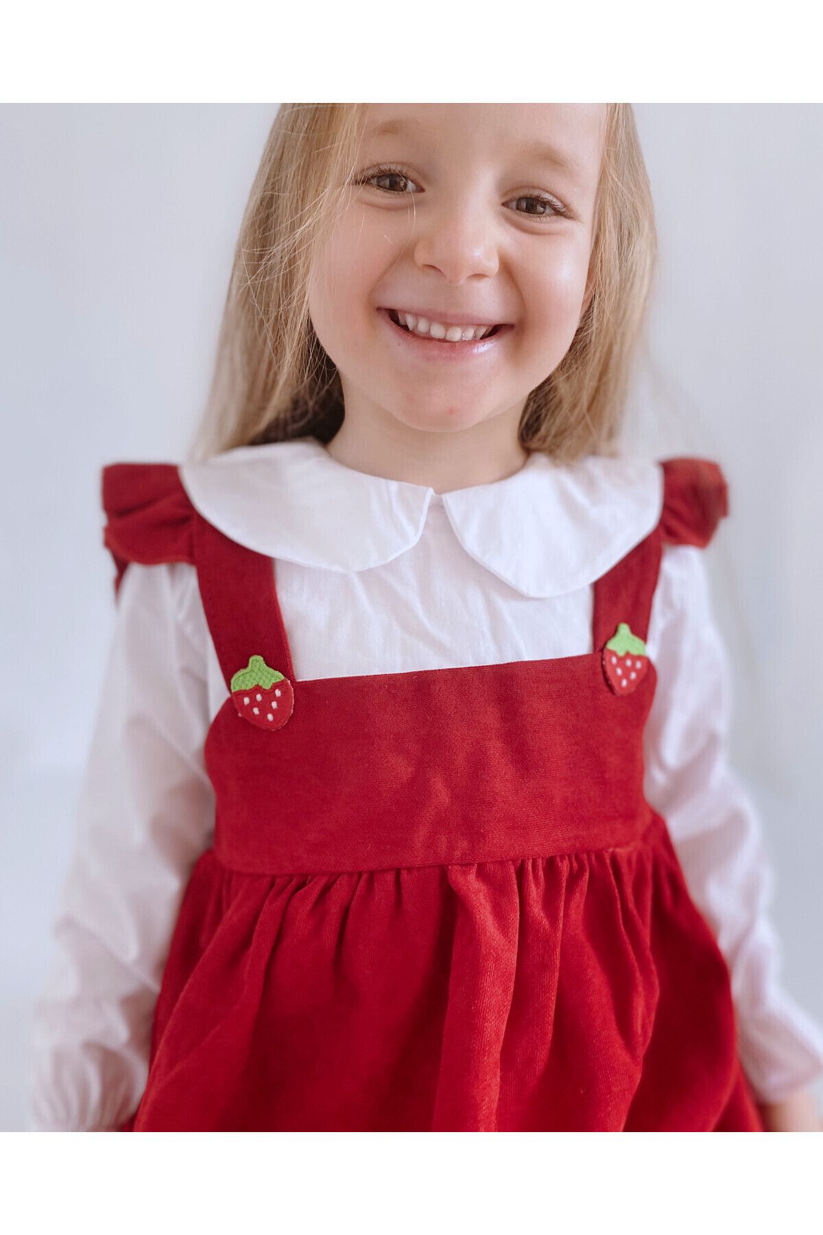 TINY BEAR Kız Çocuk Çilek Nakışlı Gömlekli Elbise Strawberry Candy
