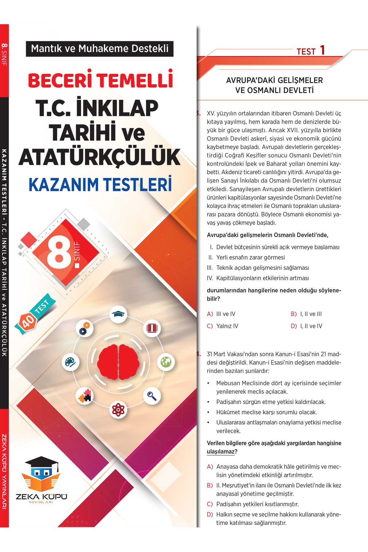 Zeka Küpü Yayınları Zeka Küpü 8.sınıf T.c. Inkılap Tarihi Ve Atatürkçülük Yaprak Test