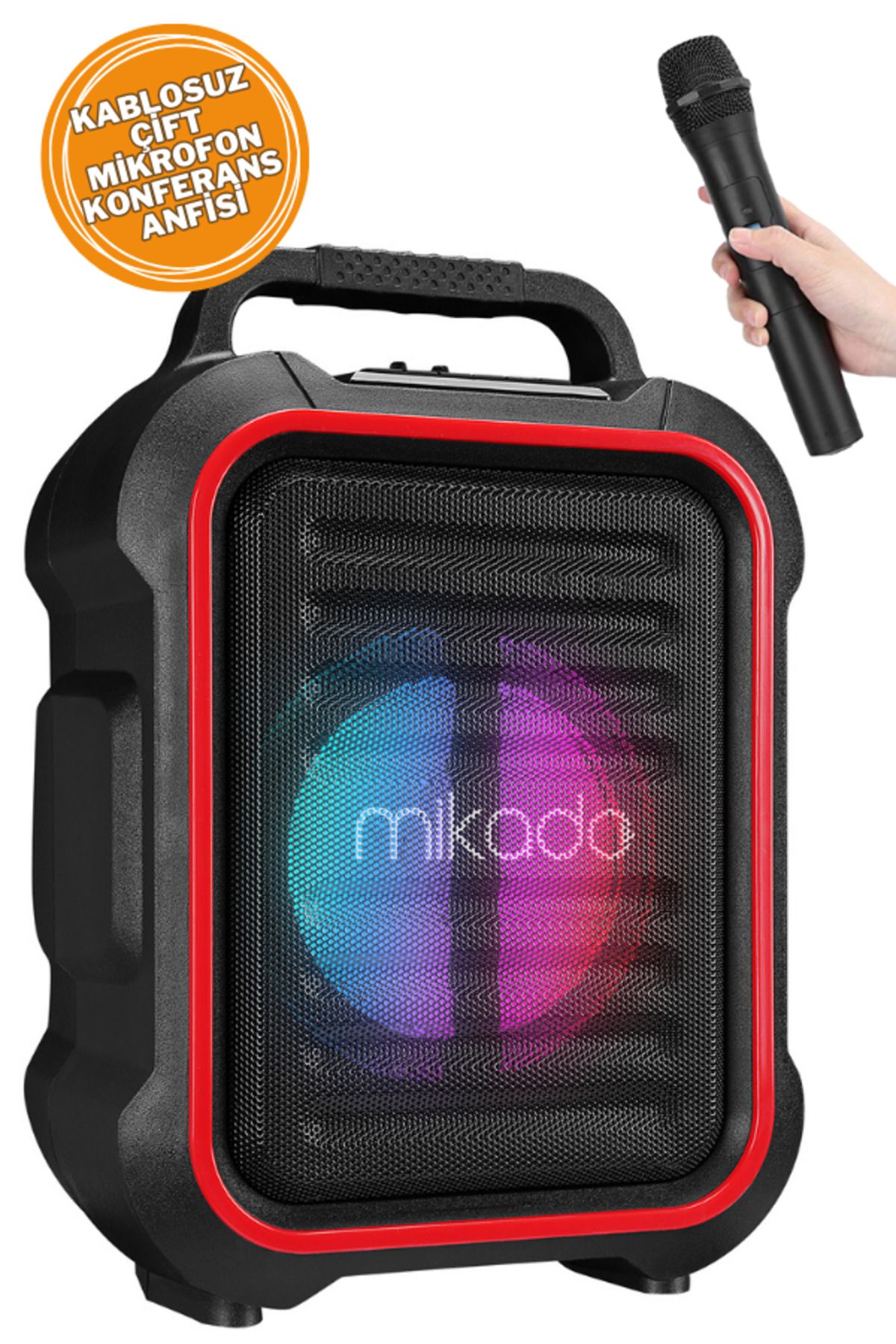 Mikado 15W El ve Kafa Mikrofonlu USB/SD Bluetoothlu Toplantı-Parti Hoparlör Taşınabilir Taziye Hoparlörü