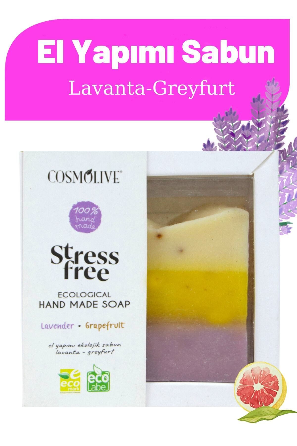 Cosmolive %100 El Yapımı Yüz Saç Cilt Bakımı Stres Attıran Lavanta Greyfurt Yetişkin Sabun 100gr