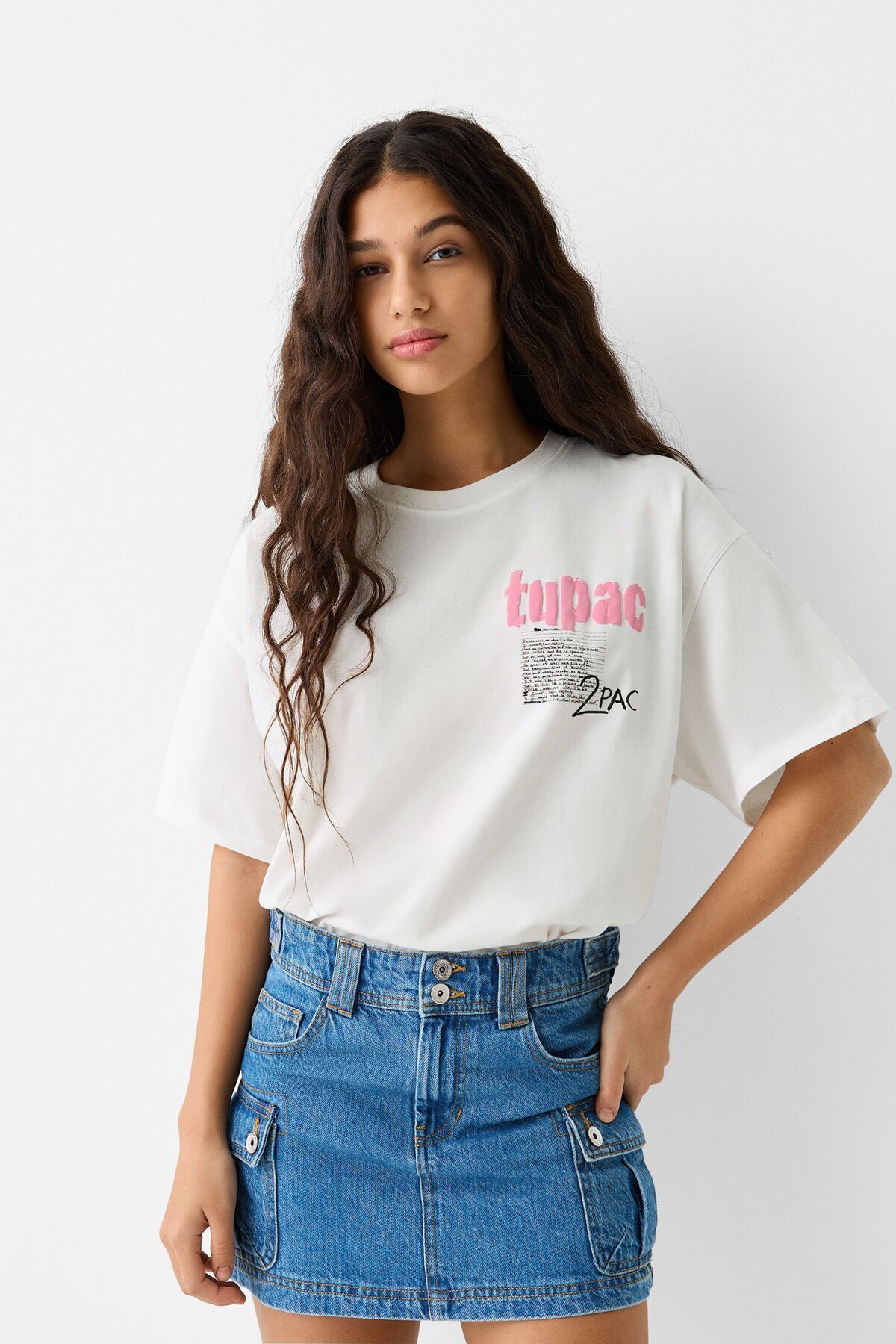 Bershka Tupac baskılı kısa kollu t-shirt