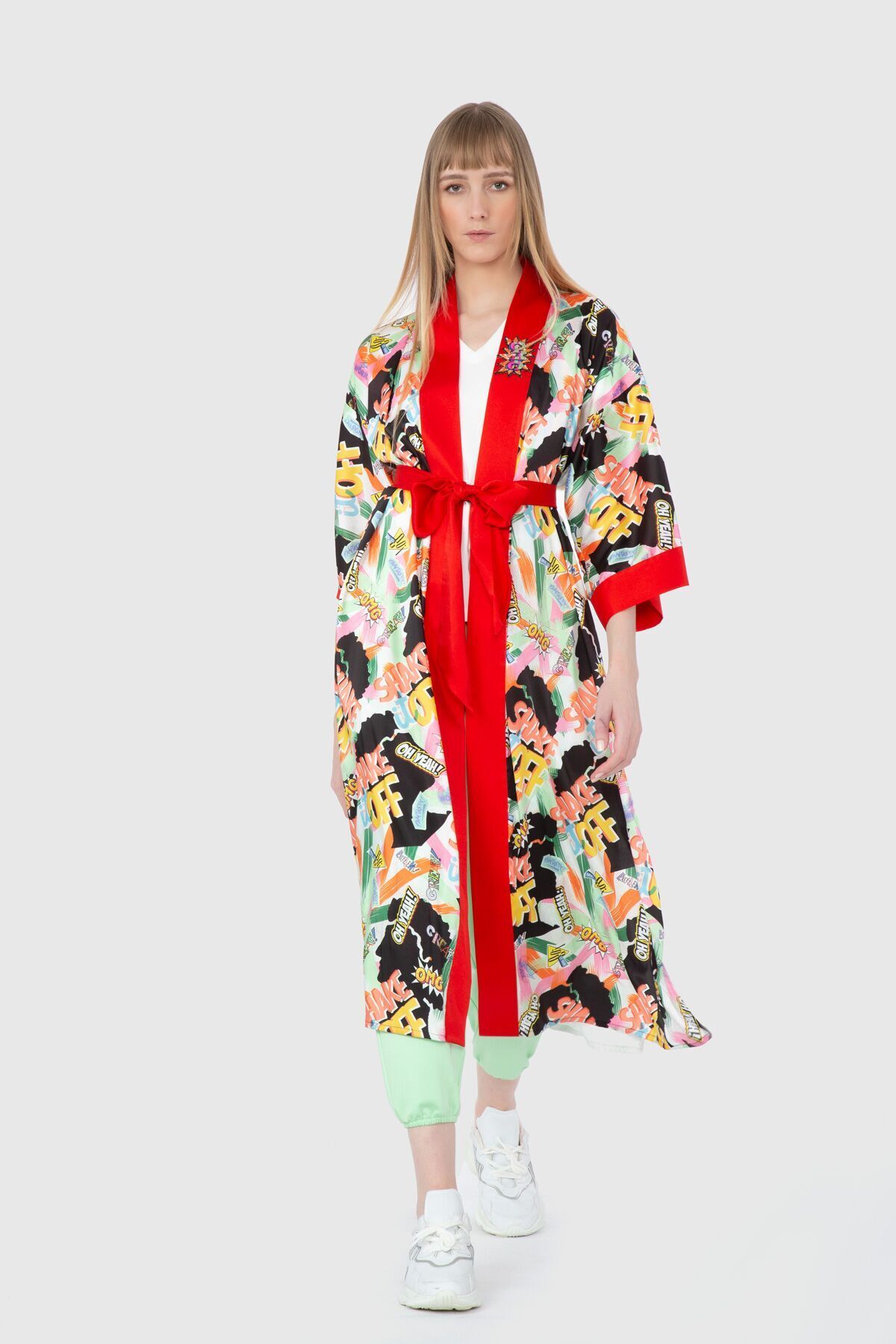 GIZIA Desenli Saten Kimono