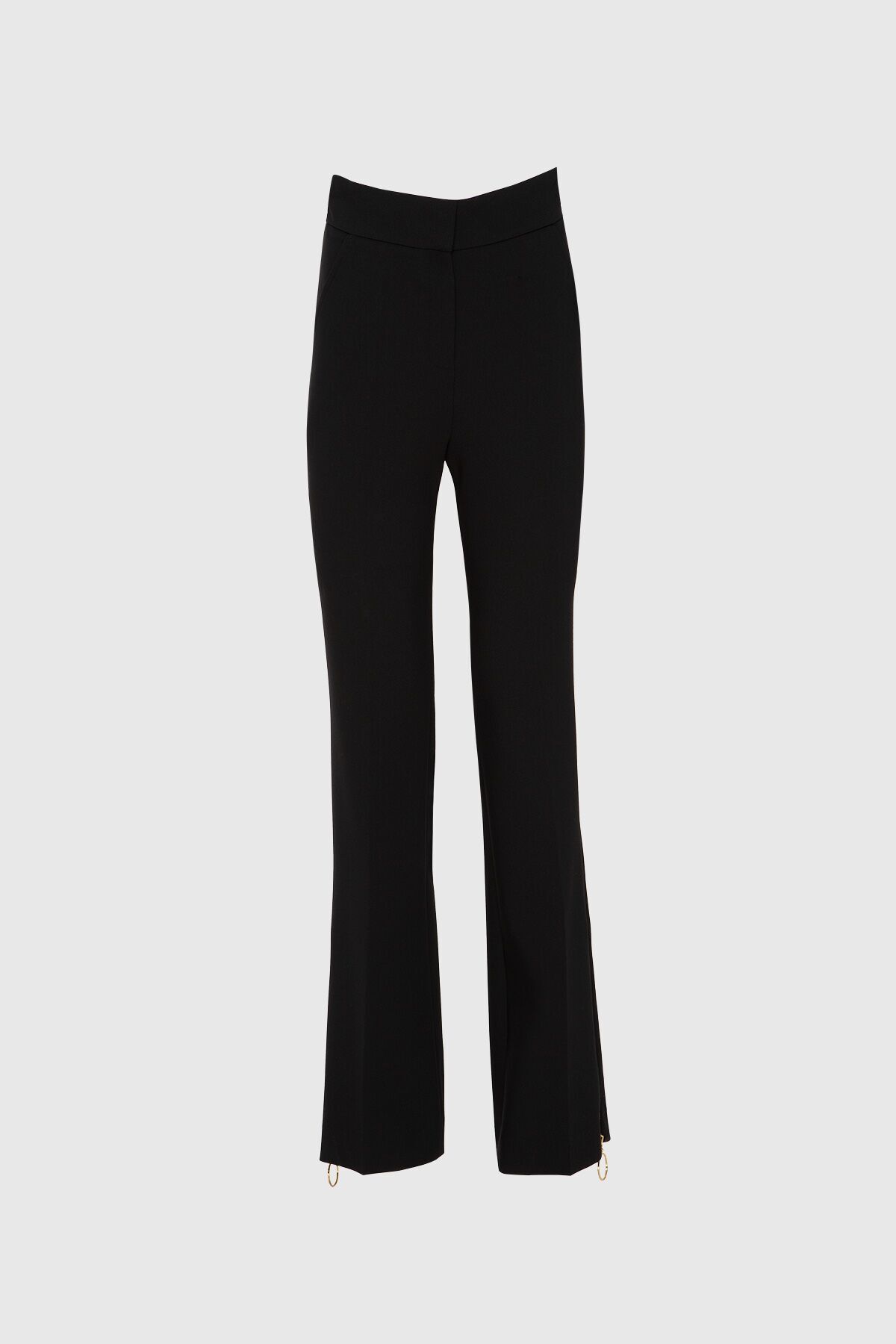 GIZIA Paçası Fermuar Detaylı Yüksek Bel Siyah Pantolon