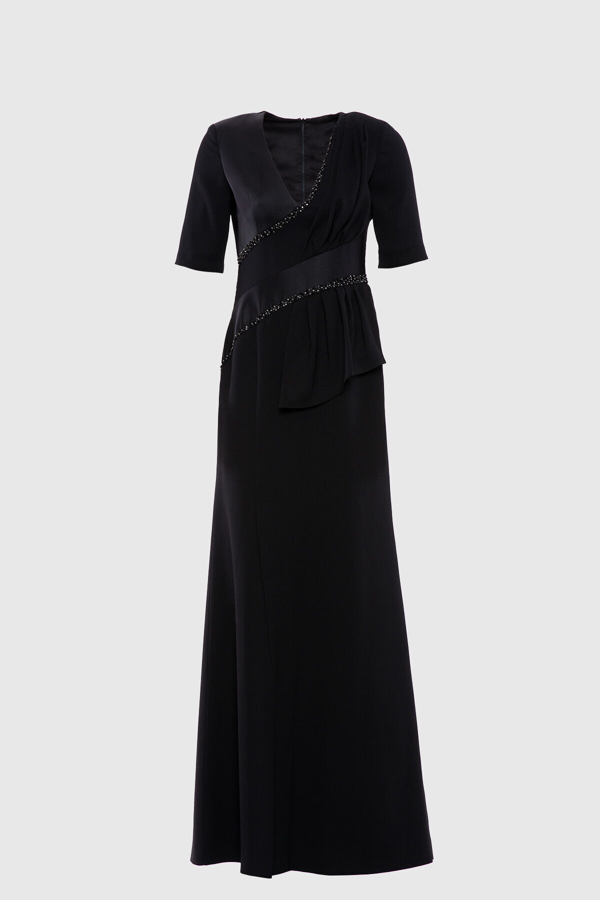 GIZIA Işleme Detaylı Şık Siyah Abiye Elbise
