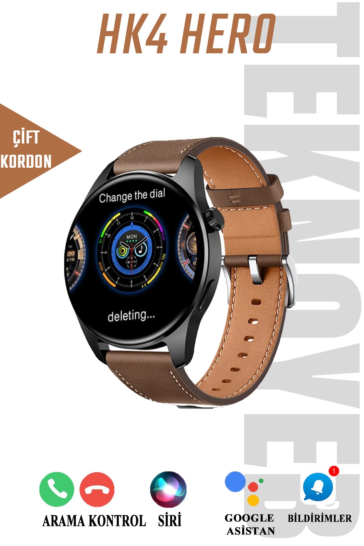 tekno yeb Watch HK4 Spor Klasik Yuvarlak Kasa Amoled Ekran Akıllı Saat Huawei İphone Xiaomi Samsung Uyumlu