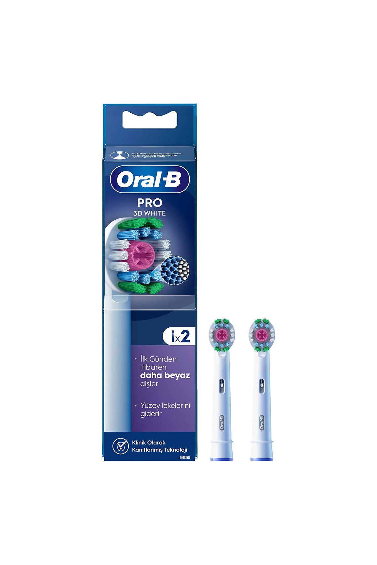Oral-B Pro 3D White X-Filament Şarjlı Diş Fırçası Yedek Başlığı 2 Adet