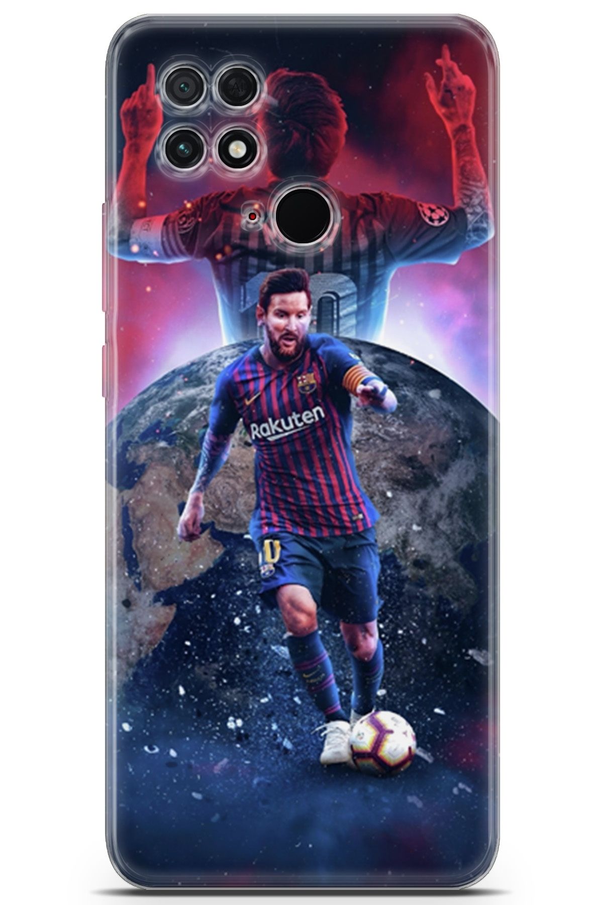 Lopard Xiaomi Poco C40 Uyumlu Kılıf Milano 19 Lionel Messi Tam Koruma Kılıf Kırmızı