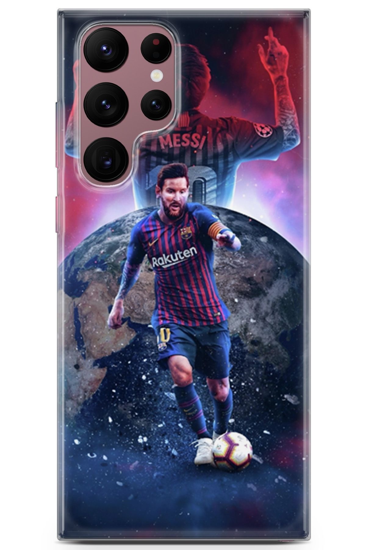 Lopard Samsung Galaxy S22 Ultra Uyumlu Kılıf Milano 19 Lionel Messi Tam Koruma Kılıf Kırmızı