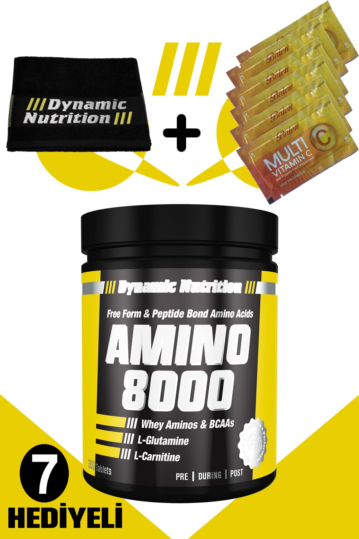 Dynamic Nutrition Dynamic Amino 8000 300 Tablet + 7 Hediyeli (havlu + 6 Adet Multi C Saşe)