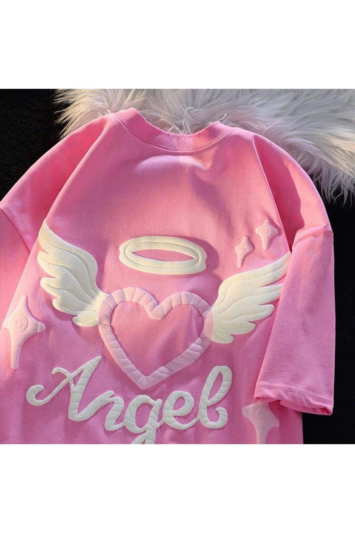 Gofeel Y2k Angel Heart Detail Unisex Oversize Kalıp T-Shirt