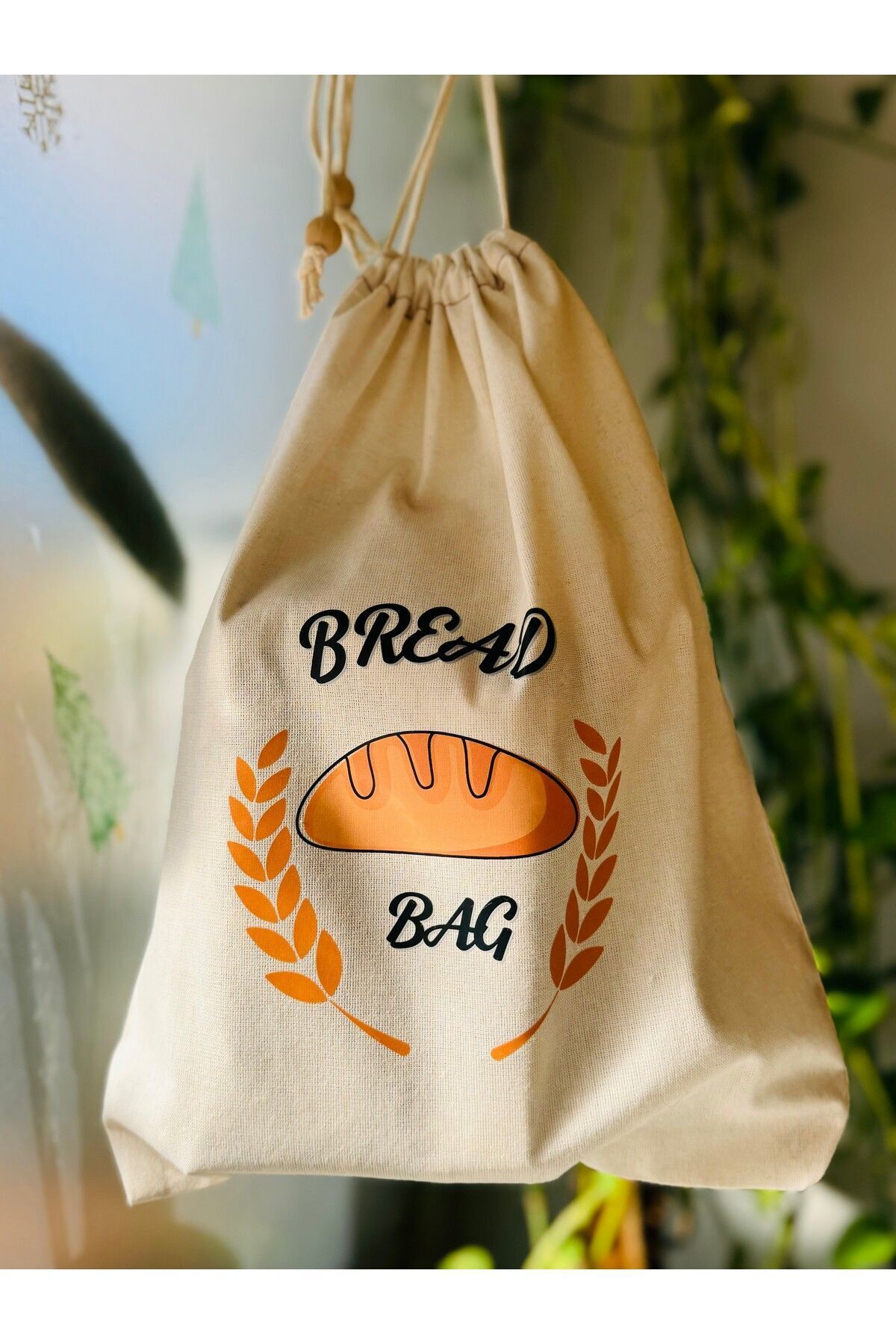 YOFU Ekmek Kesesi (30X40 CM) Bread Bag Baskılı Ekmek Kesesi-bez Kese Pamuk Kumaş