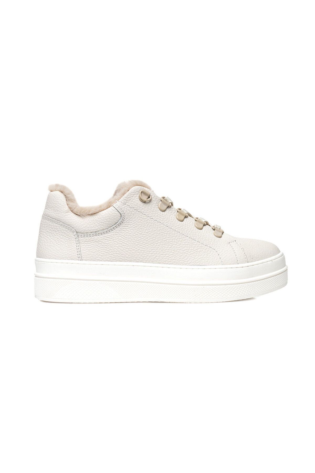 Greyder Kadın Kirli Beyaz Hakiki Deri Sneaker Ayakkabı 3k2sa33070