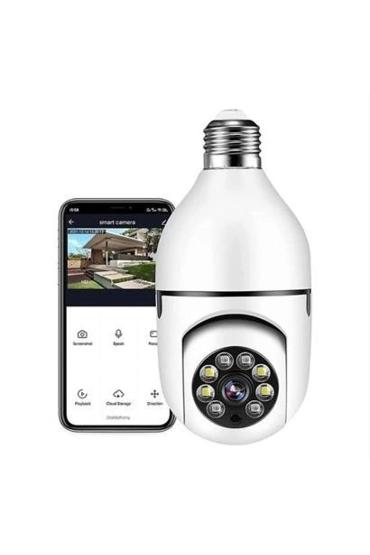 ADEKD BUFFER® WiFi 360 Panoramik Ampul Kamera Gece Görüş Ses Akıllı Hareket Algılayıcı