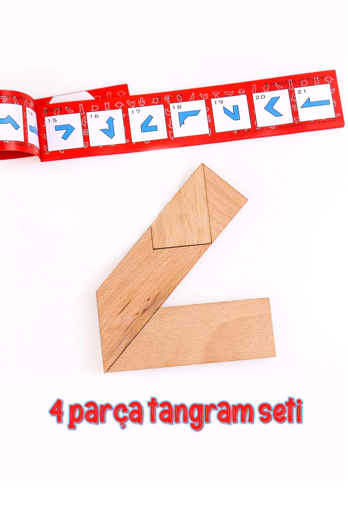 Factorial Ahşap Zeka gelişim Eğitici Oyuncak T Tangram 4 Parça Puzzle Montessori Eğitim Aile Oyunları