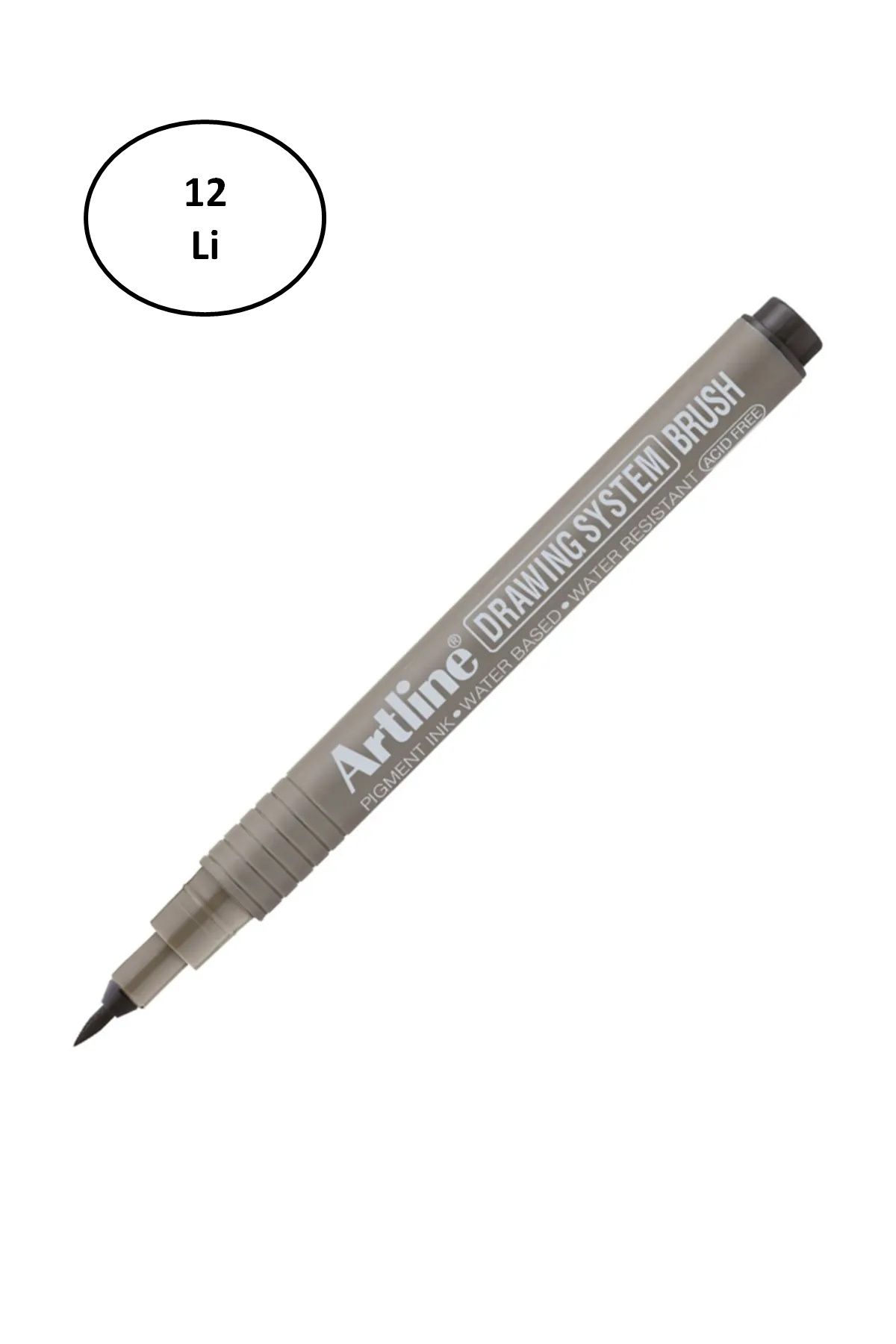 TREND Artline Drawing System Brush Teknik Çizim Kalemi Siyah Fırça Uçlu 12'li