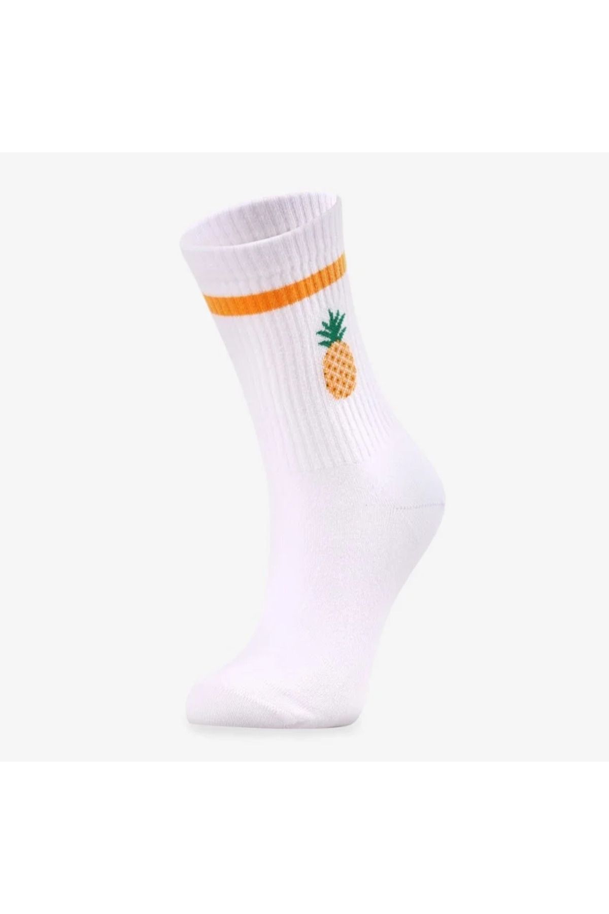 Colorcool Fitilli Spor Ananas Kadın Beyaz Spor Çorap