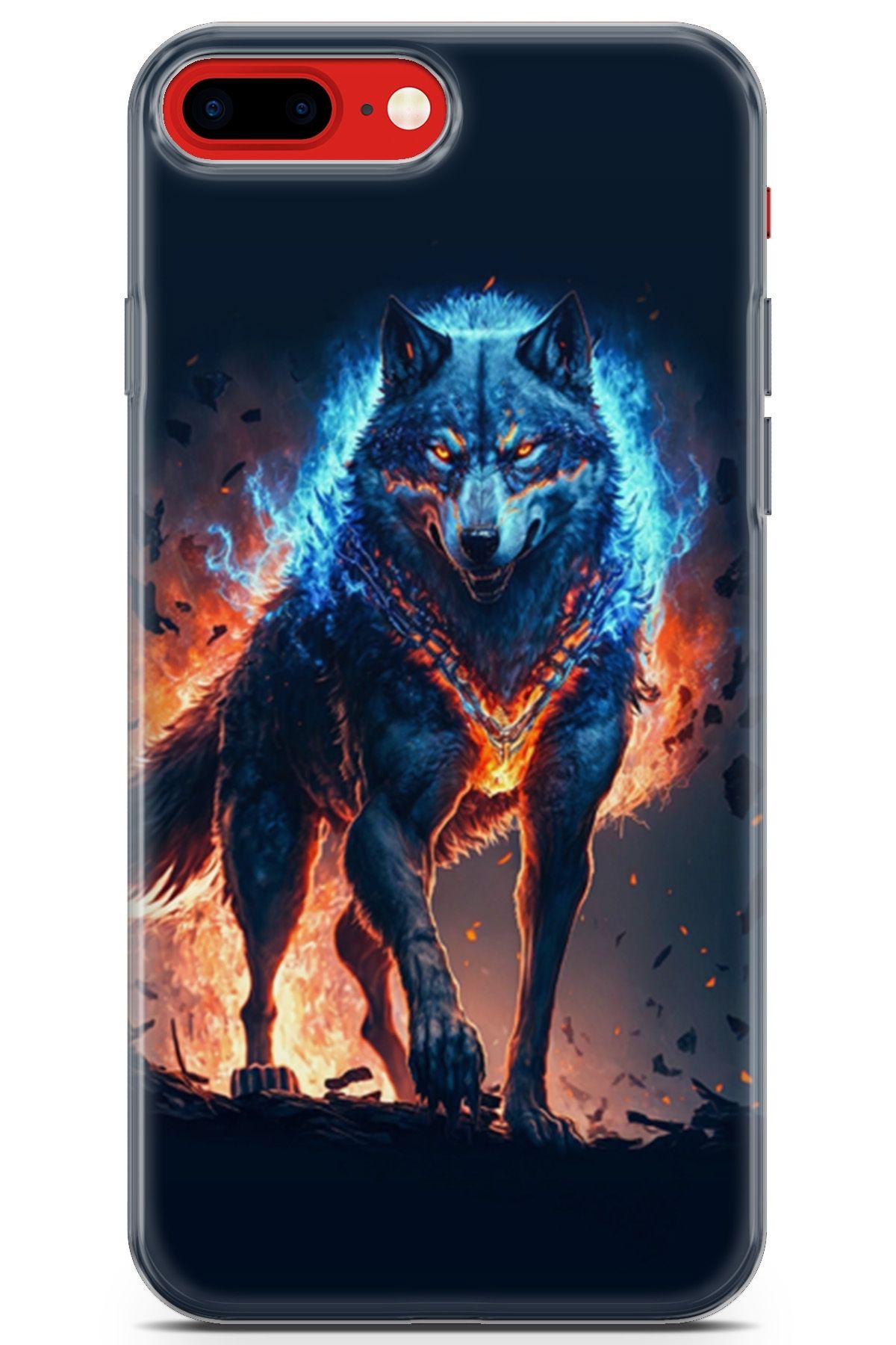 Lopard Apple iPhone 7 Plus - 8 Plus Uyumlu Kılıf Milano 21 Kurt Ateşi Darbe Önleyici Kapak Mavi