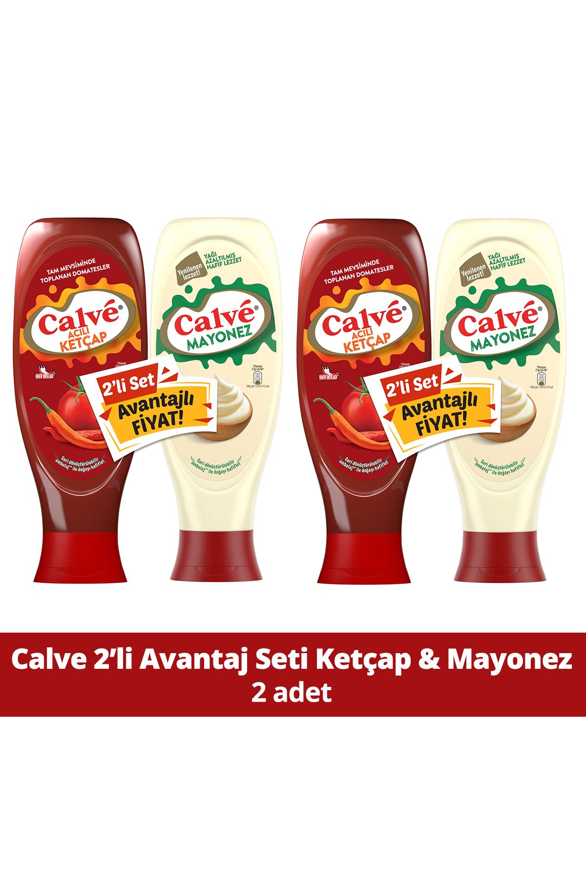 Calve Ketçap Acılı 600 G Mayonez Yağı Azaltılmış 540 G 2'li Set X2 Adet