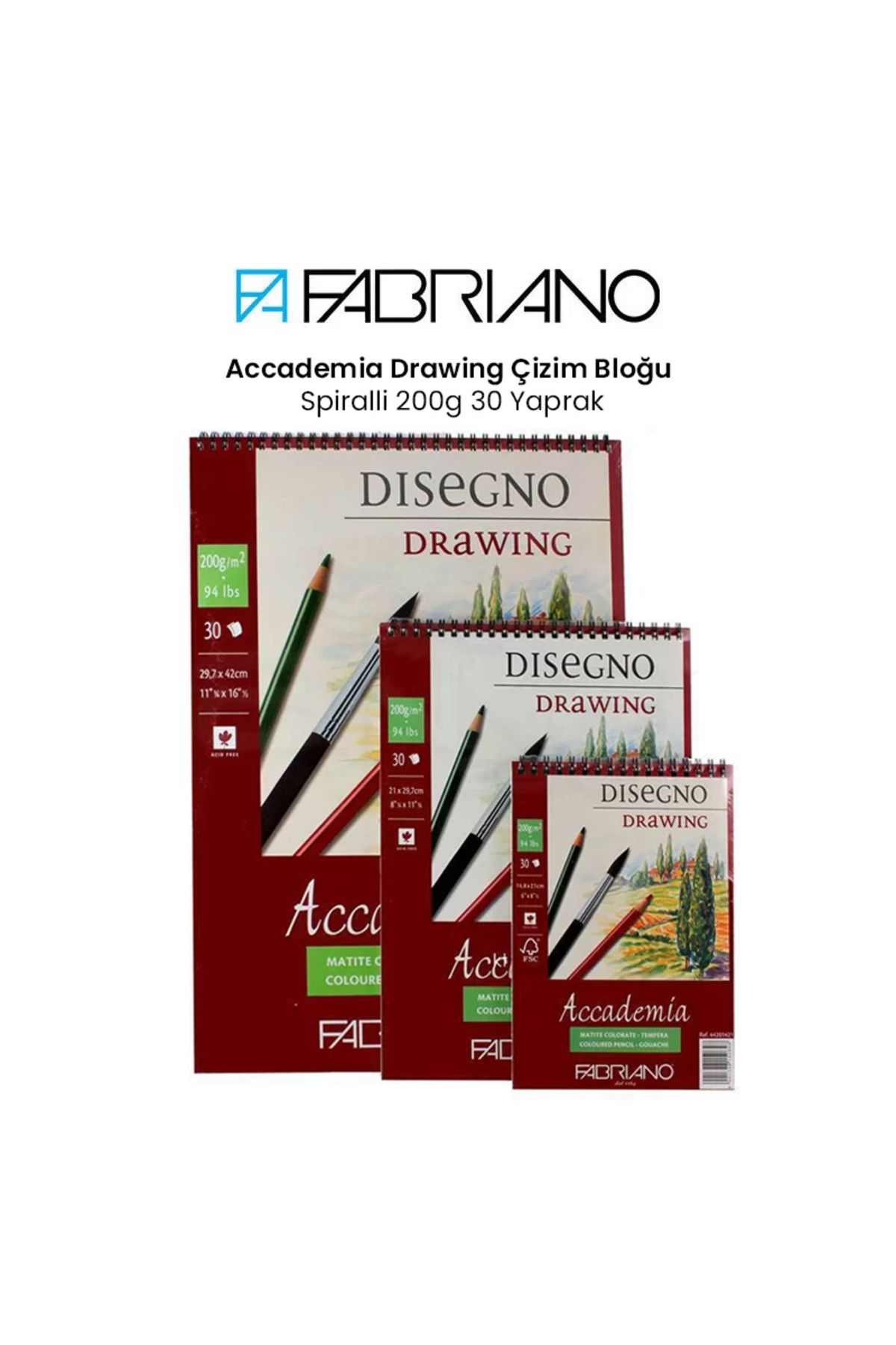 Fabriano Accademia Drawing Çizim Bloğu Spiralli 200g 30 Yaprak