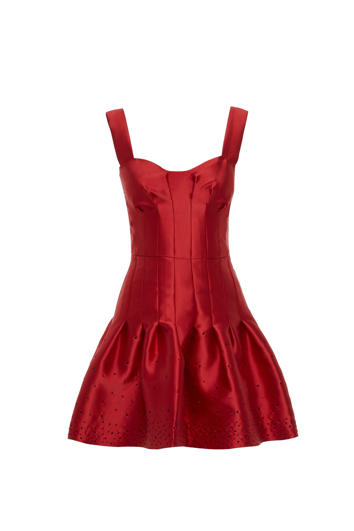 GIZIA Etek Ucu Detaylı Kırmızı Mini Elbise