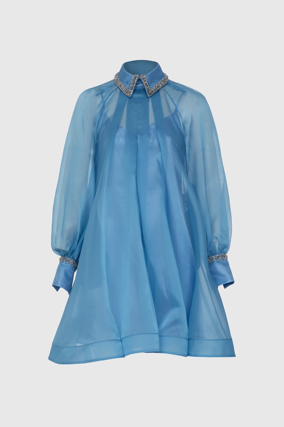 GIZIA Transparan Detaylı Mavi Elbise