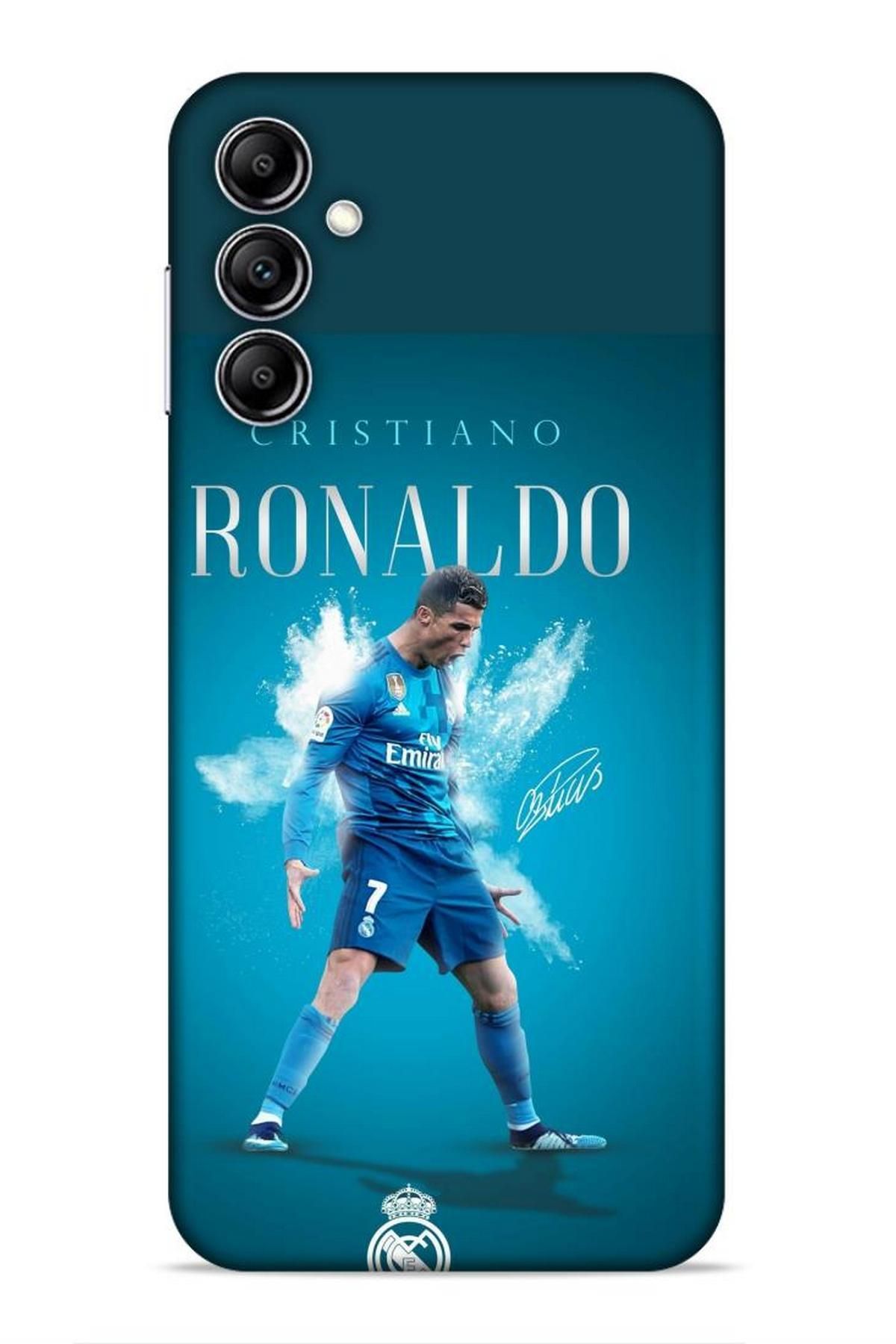 Lopard Samsung Galaxy A14 5G Riksos Futbolcular 11 Cristiano Ronaldo Mavi 4K Baskılı Kılıf