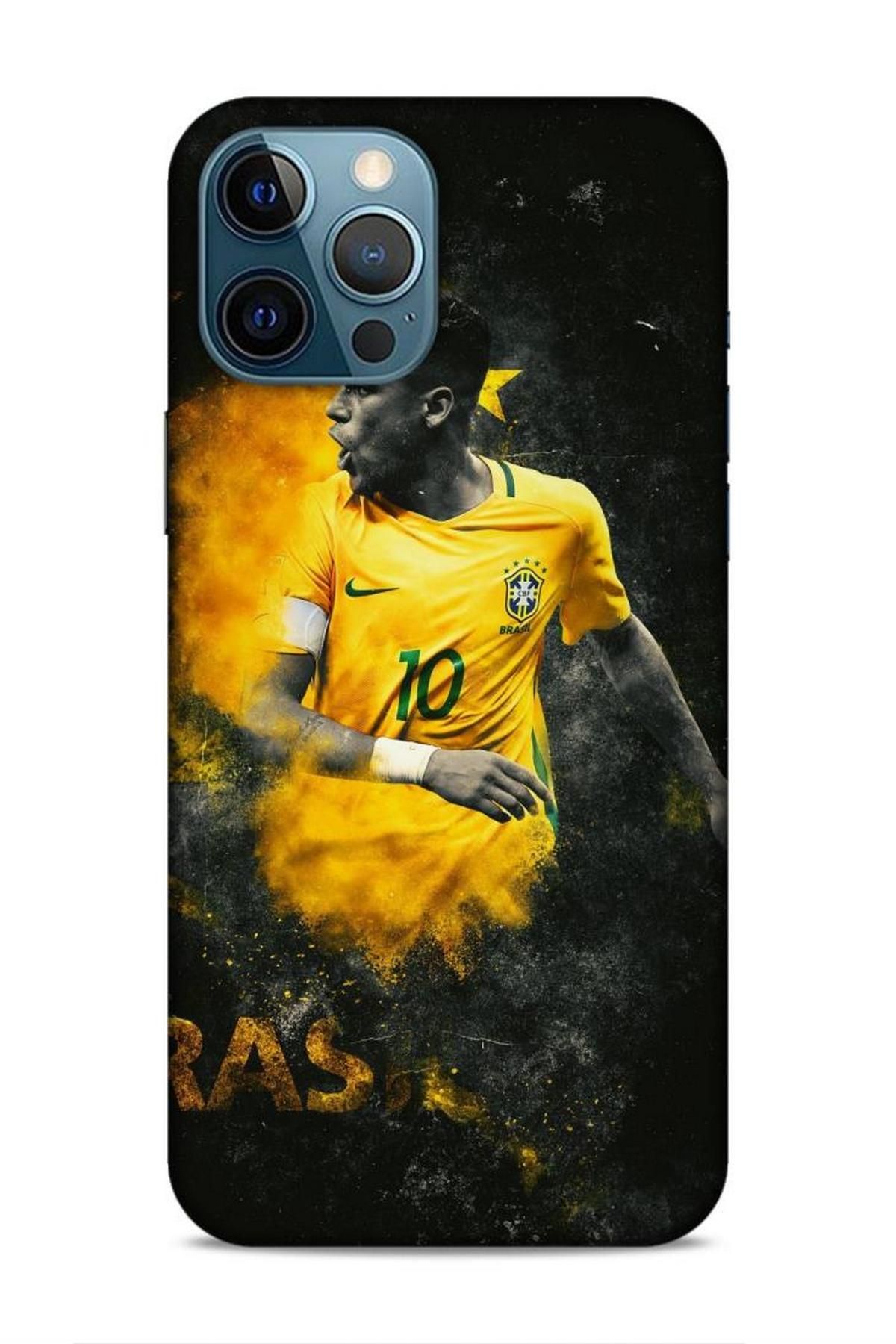 Lopard Apple iPhone 12 Pro Max Gess Futbolcular 20 JR Neymar Sarı Renkli Kılıf