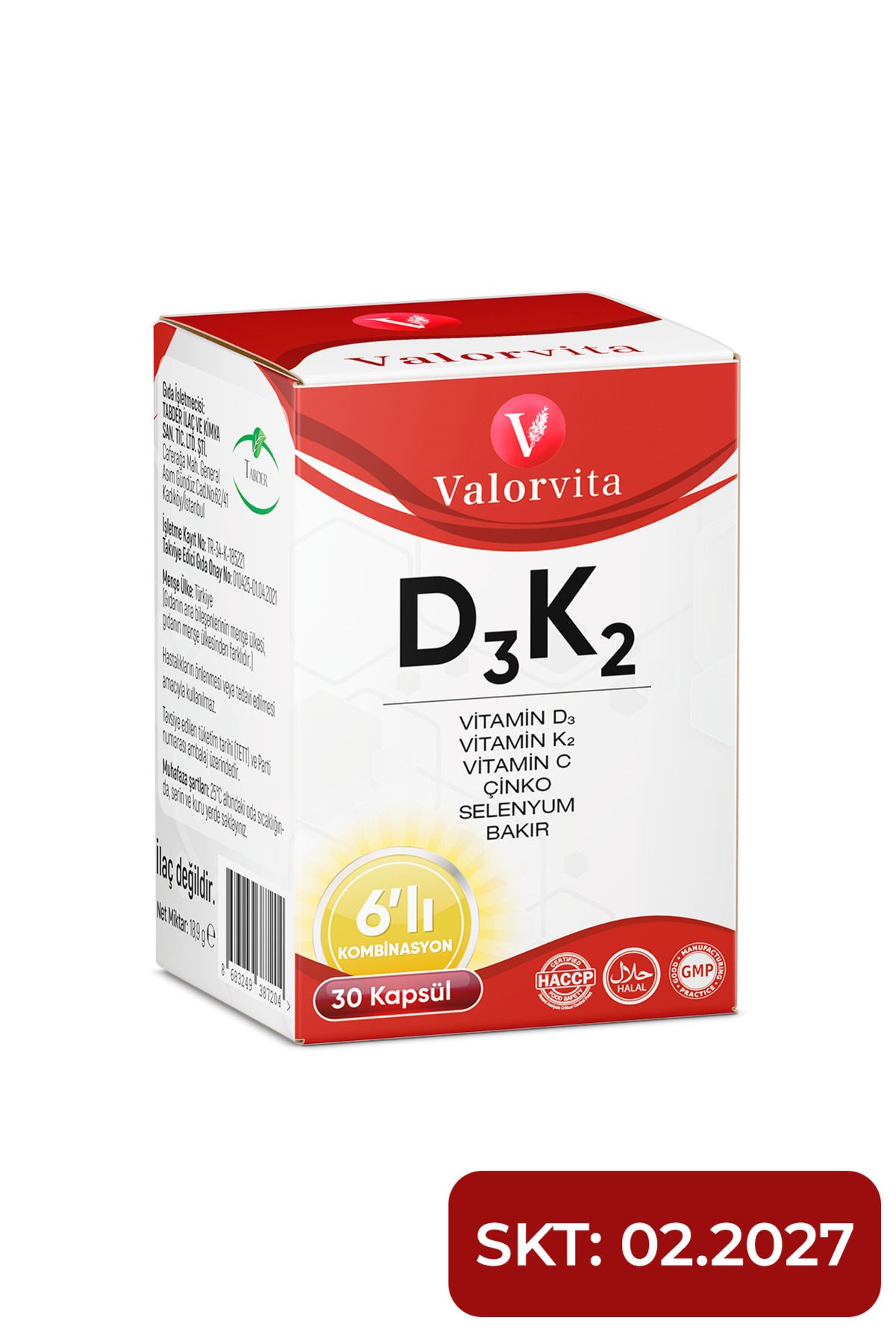 Tabder İlaç ve Kimya San Valorvita D3k2, C. Vit. Çinko, Bakır, Selenyum Içeren Vitamin