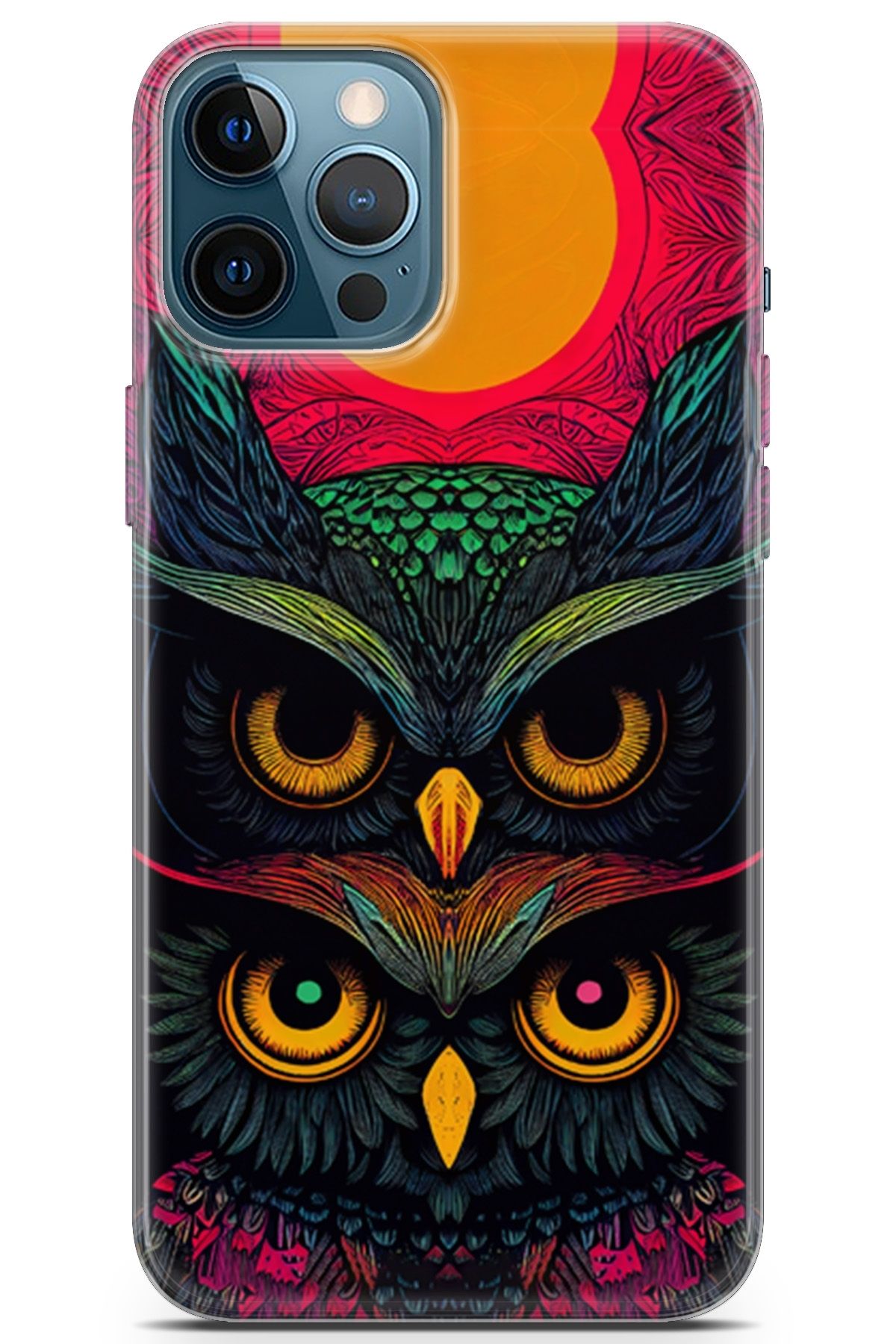 Lopard Apple iPhone 12 Pro Max Uyumlu Kılıf Milano 16 Baykuş Mandalası Hediyelik Kılıf Sarı