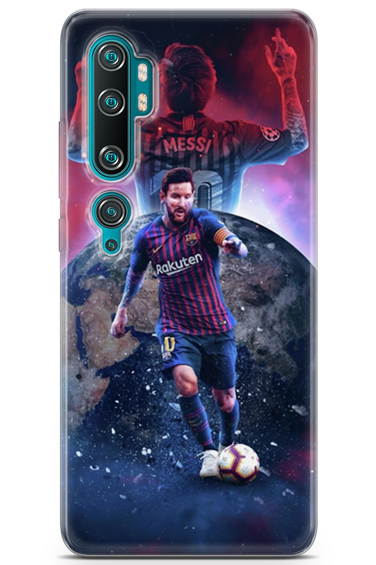 Lopard Xiaomi Mi Note 10 Uyumlu Kılıf Milano 19 Lionel Messi Tam Koruma Kılıf Kırmızı