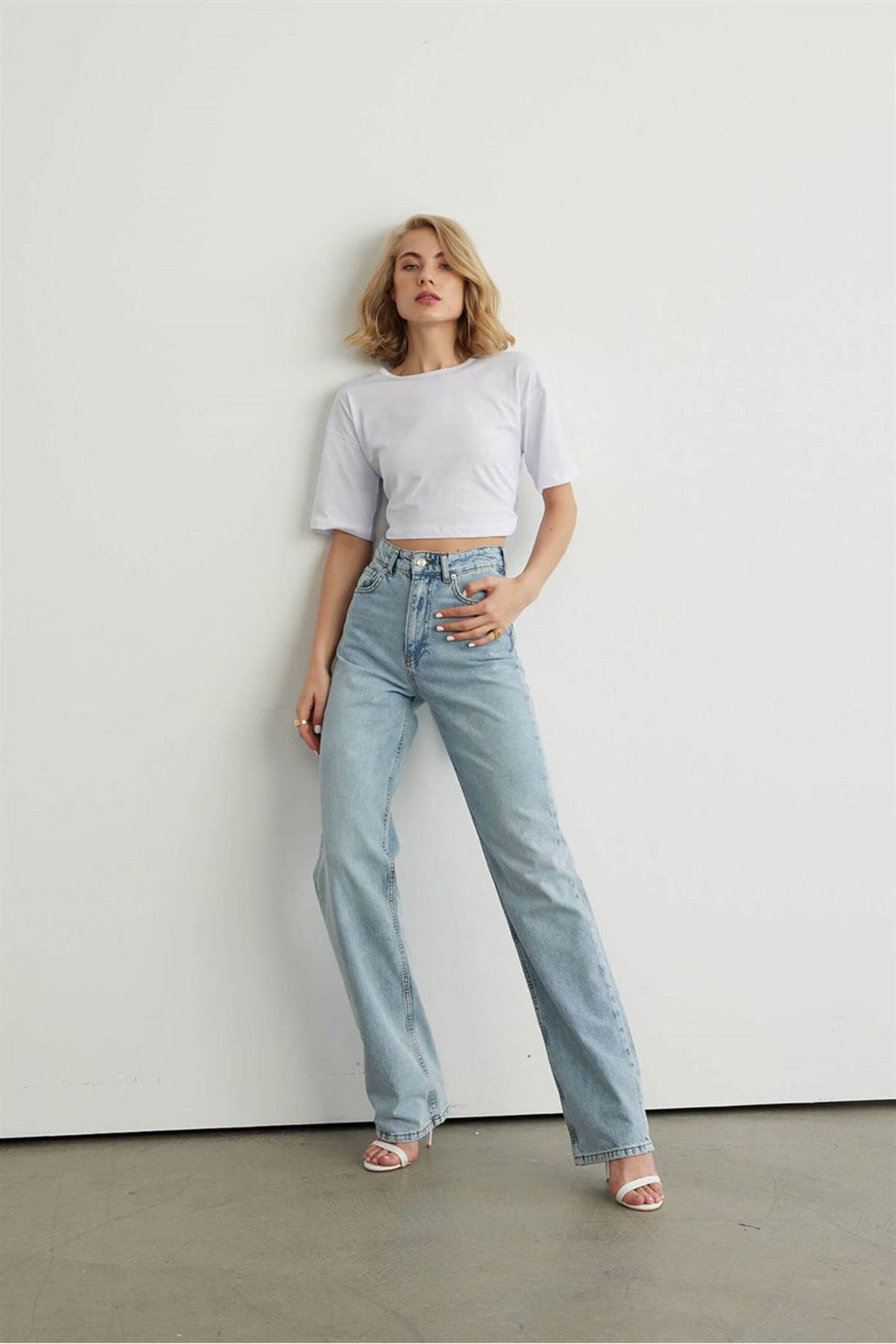 VATKALI Kadın Mavi Uzun Straight Jean